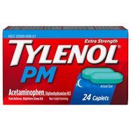 Tylenol PM Pain Reliever/Nighttime Sleep Aid, Extra Strength, Caplets - 24 Caplets