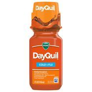 Vicks DayQuil Cold and Flu Medicine, 4 fl oz, Powerful Relief, Relieves Cough, Sore Throat, Fever, Congestion - 4 Fluid Ounces